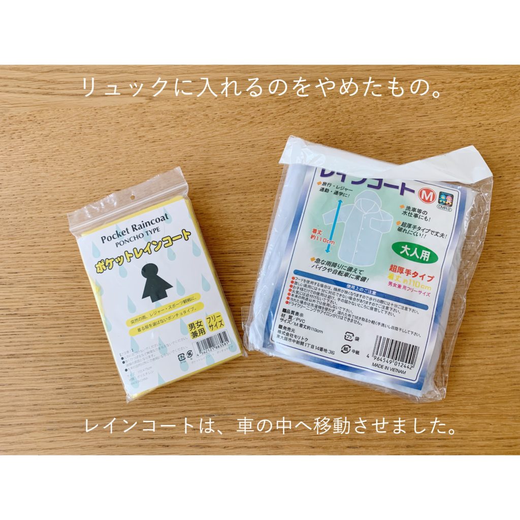非常持ち出しリュックに入れるのをやめたもの
